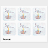 Zeeen en groeten Seashells Square Sticker (Vel)