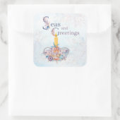 Zeeen en groeten Seashells Square Sticker (Tas)