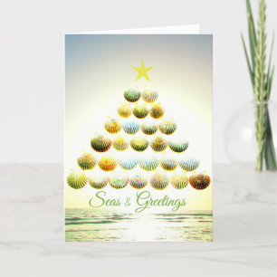 Zeeen en groeten Shell Christmas Tree Kaart