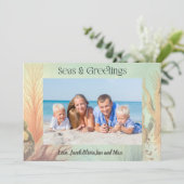 Zeeen en Groeten Strand Foto Feestdagenkaart (Staand voorkant)