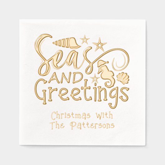 Zeeen en Groeten Strand Zomer Kerst Custom Folie Servetten (Voorkant)