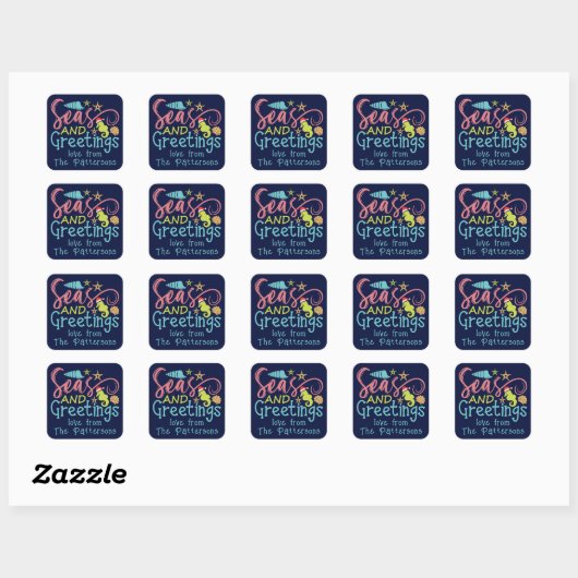 Zeeen en groeten Strand Zomerkerst Vierkante Sticker (Vel)