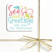 Zeeen en groeten Strand Zomerkerst Vierkante Sticker