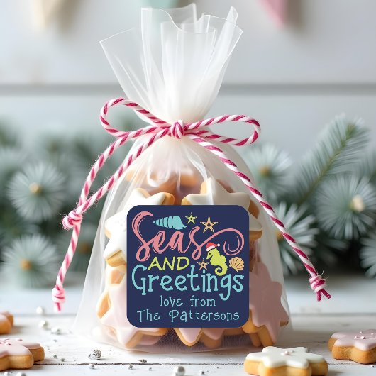 Zeeen en groeten Strand Zomerkerst Vierkante Sticker