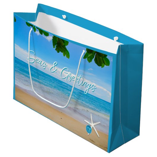 Zeeen en groeten Strandkerst Groot Cadeauzakje (Voorkant Gekanteld)