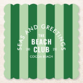 Zeeen en groeten The Beach Club Green Stripe Kartonnen Onderzetters (Voorkant)