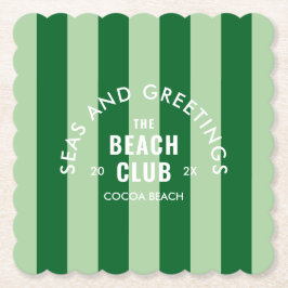 Zeeen en groeten The Beach Club Green Stripe Kartonnen Onderzetters