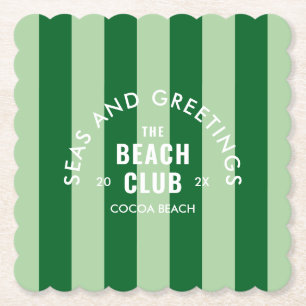 Zeeen en groeten The Beach Club Green Stripe Kartonnen Onderzetters