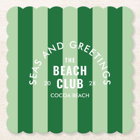 Zeeen en groeten The Beach Club Green Stripe Kartonnen Onderzetters (Voorkant)