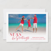 Zeeen en groeten Tropisch Kustrood Feestdagenkaart (Voorkant)