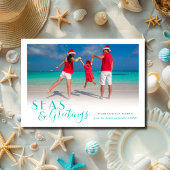 Zeeen en groeten Tropische kustvun Feestdagenkaart