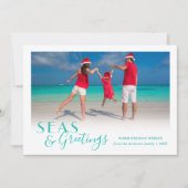 Zeeen en groeten Tropische kustvun Feestdagenkaart (Voorkant)