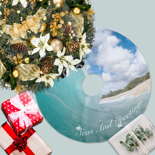 Zeeen en groeten Typografie Hawaiian Barrel Wave Kerstboom Rok