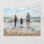 Zeeen en groeten uit Florida Beach foto Feestdagenkaart<br><div class="desc">Kustvakantie-briefkaarten voor kerstmis in een modern foto "Zeeen & groeten"-ontwerp dat perfect is voor de strandfoto van uw familie. Voeg uw foto aan de voorzijde,  en uw terugkeeradres en groet aan de rug toe.</div>