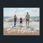 Zeeen en groeten uit Florida Beach foto Feestdagenkaart<br><div class="desc">Kustvakantie-briefkaarten voor kerstmis in een modern foto "Zeeen & groeten"-ontwerp dat perfect is voor de strandfoto van uw familie. Voeg uw foto aan de voorzijde,  en uw terugkeeradres en groet aan de rug toe.</div>