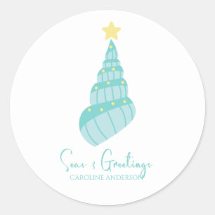 Zeeen en groeten van de kusten ronde sticker