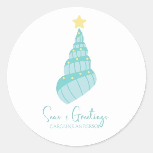 Zeeen en groeten van de kusten ronde sticker (Voorkant)