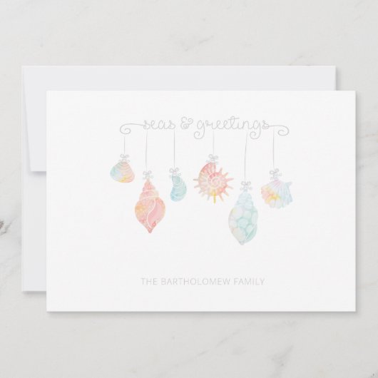 Zeeen en groeten van de Waterverf Shell Feestdagenkaart (Voorkant)