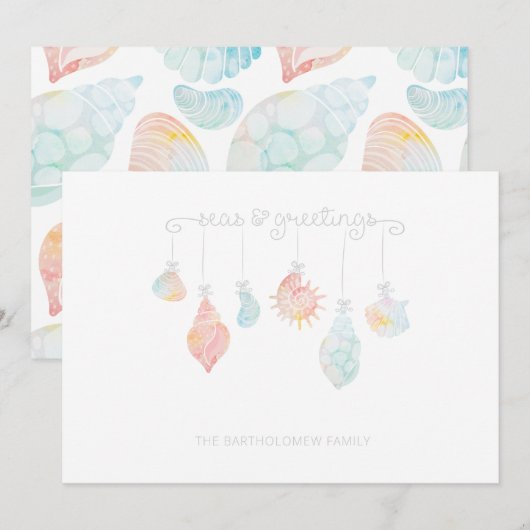 Zeeen en groeten van de Waterverf Shell Feestdagenkaart (Voorkant / Achterkant)