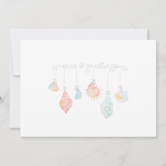 Zeeen en groeten van de Waterverf Shell Feestdagenkaart (Voorkant)