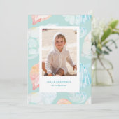 Zeeen en groeten van de Waterverf Shell Feestdagenkaart (Staand voorkant)