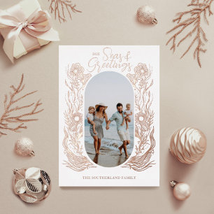 Zeeen en groeten van de zeebodem Lijst van de zeeb Folie Feestdagenkaart