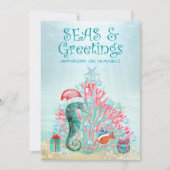 Zeeen en groeten van tropische kerstaven feestdagenkaart (Voorkant)