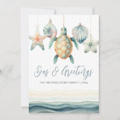 Zeeen en groeten Waterverf kerstversiering Feestdagenkaart (Voorkant)
