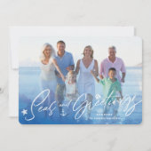 Zeeen en groeten Waterverf Kustzee Foto Feestdagenkaart (Voorkant)