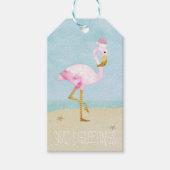 Zeeen en Groeten Waterverf Roze Flamingo Cadeaulabel (Voorkant)