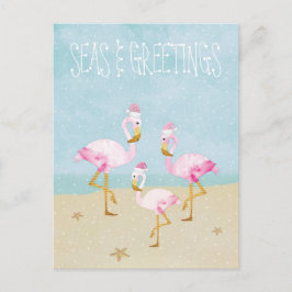 Zeeen en groeten Waterverf Roze flamingos Briefkaart