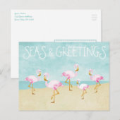 Zeeen en groeten Waterverf Roze flamingos Briefkaart (Voorkant / Achterkant)