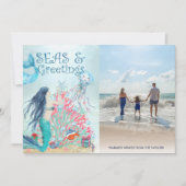 Zeeen en groeten Zeemeermin kerstboom Feestdagenkaart (Voorkant)
