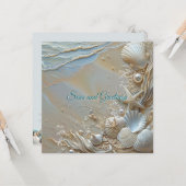 Zeeën en groeten Zeester Schelpen Parels Kaart (Voorkant / Achterkant in situ)