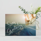 Zeeën en groeten Zeilende Kerstmis Feestdagenkaart (Staand voorkant)