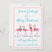 Zeeën en Groetende Flamingo's Kerstkaart (Voorkant)