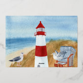 Zeeen en groetings-strand Foto Folie Feestdagenkaart (Achterkant)