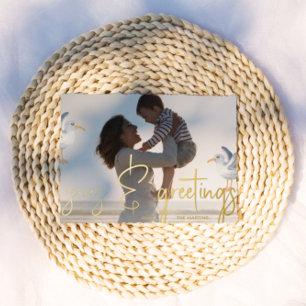 Zeeen en groetings-strand Foto Folie Feestdagenkaart