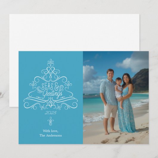 Zeeen en groetjes Beach Feestdagenkaart (Voorkant / Achterkant)