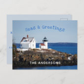 Zeeen en vuurtoren van de Vakantie Briefkaart (Voorkant / Achterkant)