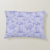 Zeeen en zeilboot één lijntrekpatroon accent kussen (Achterkant)