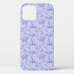 Zeeen en zeilboot één lijntrekpatroon Case-Mate iPhone case