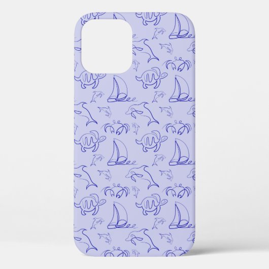 Zeeen en zeilboot één lijntrekpatroon Case-Mate iPhone case (Achterkant)