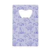 Zeeen en zeilboot één lijntrekpatroon creditkaart flessenopener (Voorkant)