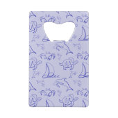 Zeeen en zeilboot één lijntrekpatroon creditkaart flessenopener (Achterkant)