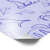 Zeeen en zeilboot één lijntrekpatroon foto afdruk (Hoek)