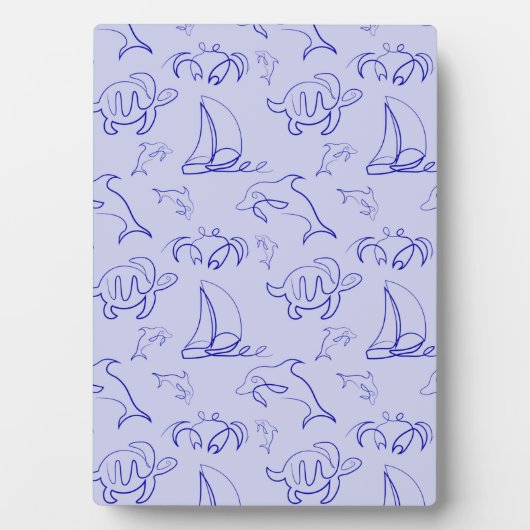 Zeeen en zeilboot één lijntrekpatroon fotoplaat (voorkant)