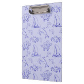 Zeeen en zeilboot één lijntrekpatroon klembord (Links)