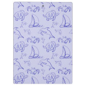 Zeeen en zeilboot één lijntrekpatroon klembord (Achterkant)