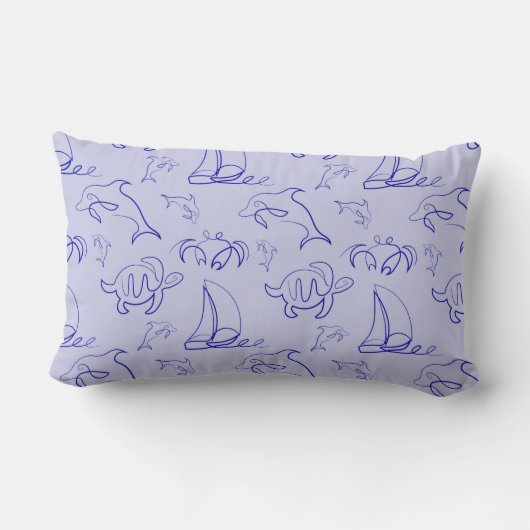 Zeeen en zeilboot één lijntrekpatroon kussen (Achterkant)